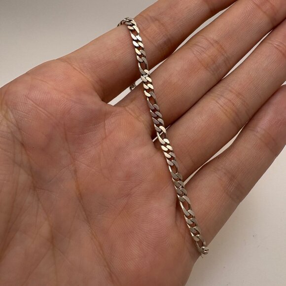 VTG Sterling Silver 925 Figaro Link Chain Bracelet Spring Ring Clasp 7.5" Length - Picture 7 of 9